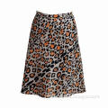 Women's Leopard Printed Fashion Knee Length Skirt, Made of 100% Cotton